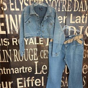 Jazzie Women's Blue Denim Jeans and Jacket Set